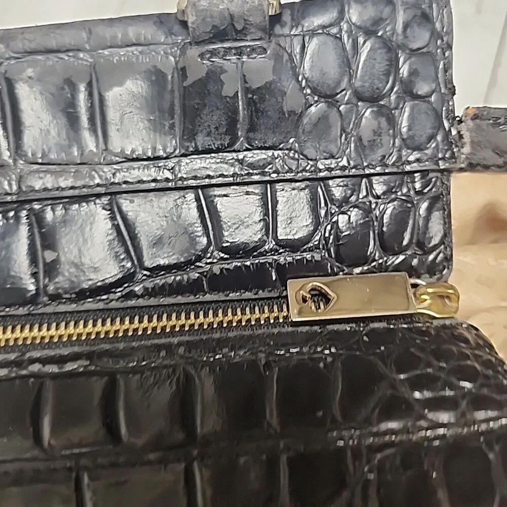 KATE SPADE New York Ridgely Ave Becky Satchel Croc Embossed Leather Black Bag